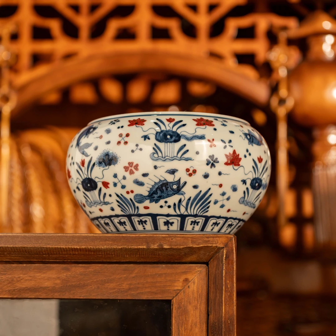 【明和堂】鱼藻大水洗纯手工釉下青花瓷景德镇陶瓷茶器主人杯