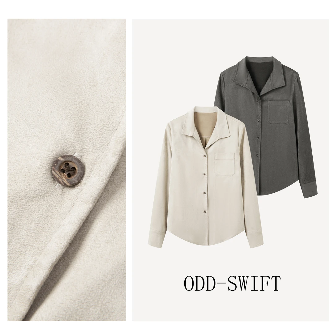 秋冬韩系简约百搭高智感设计麂皮衬衫-ODD8622