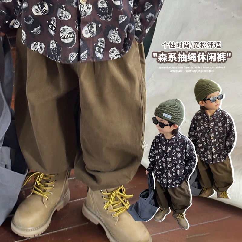 《福利款》衣橱bi备~春款韩版男童女童侧边抽绳萝卜裤KW82