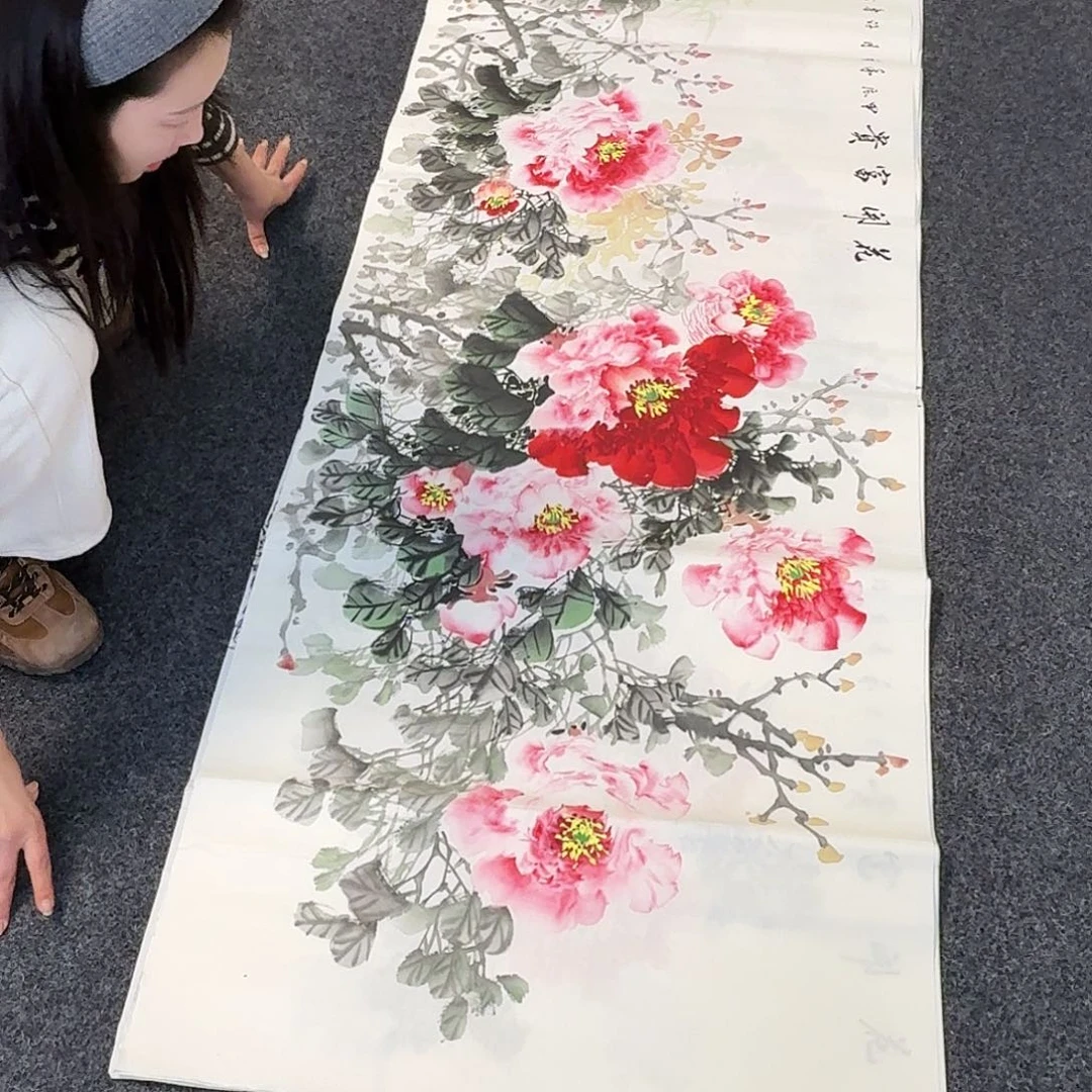 纯手绘国画作品好看小六尺