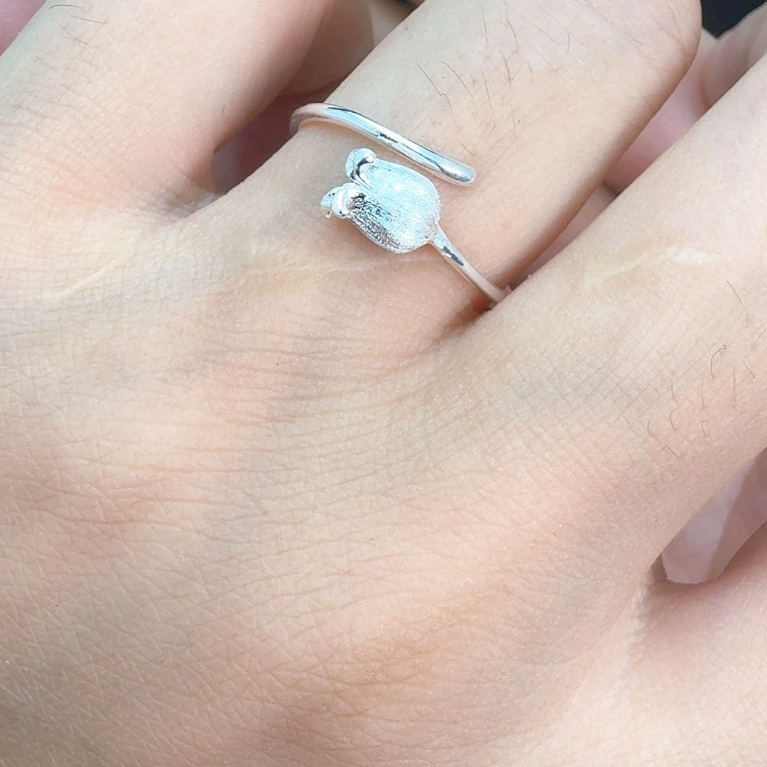 925银大理石郁金香戒指