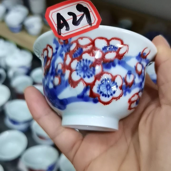 杯张学鸿老师青花釉里红微瑕