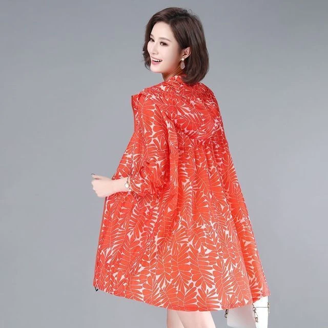 薄款防晒衣女外2025新款中年女装中长款夏季韩版宽松开衫防晒服