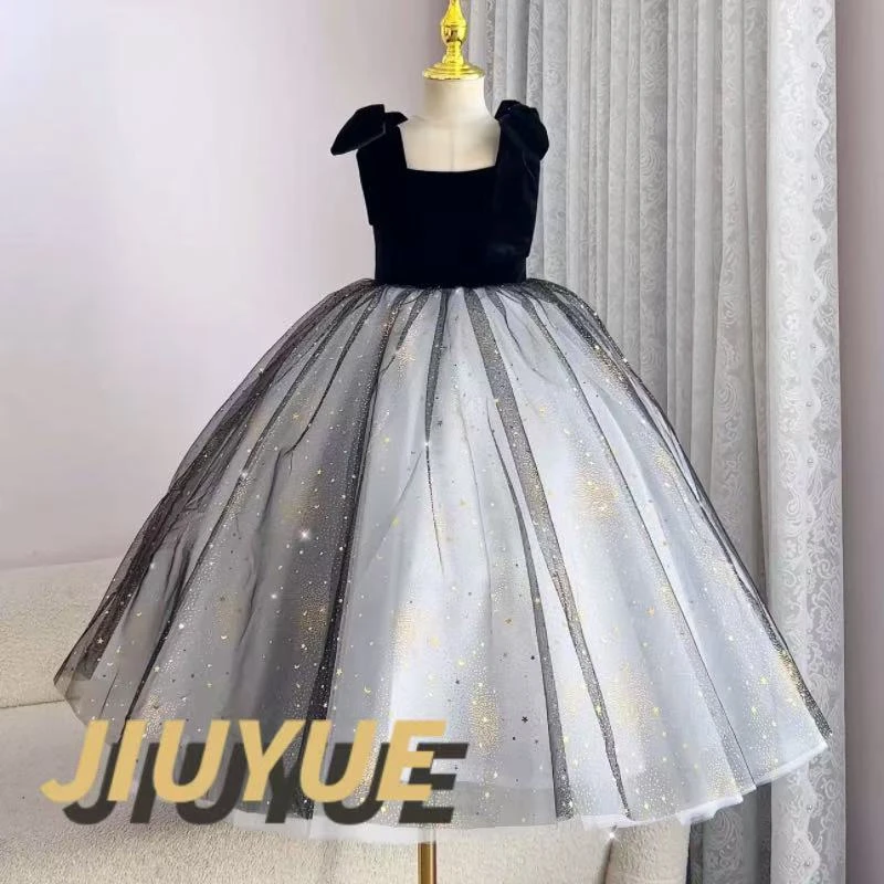 【晚金】女童赫本气质主持人晚礼服钢琴演出服儿童公主裙