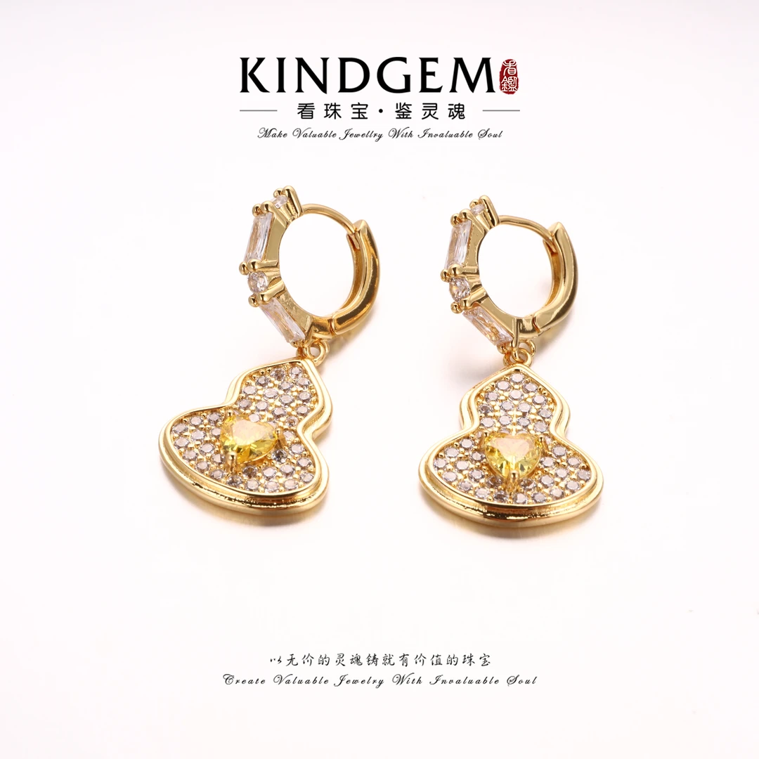 铜合金锆石耳饰 金色葫芦精致经典轻奢时尚耳环 C-30505