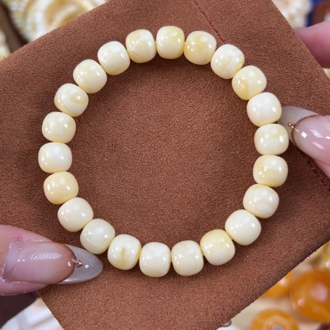 琥珀未镶嵌手链浓蜡奶瓷10m