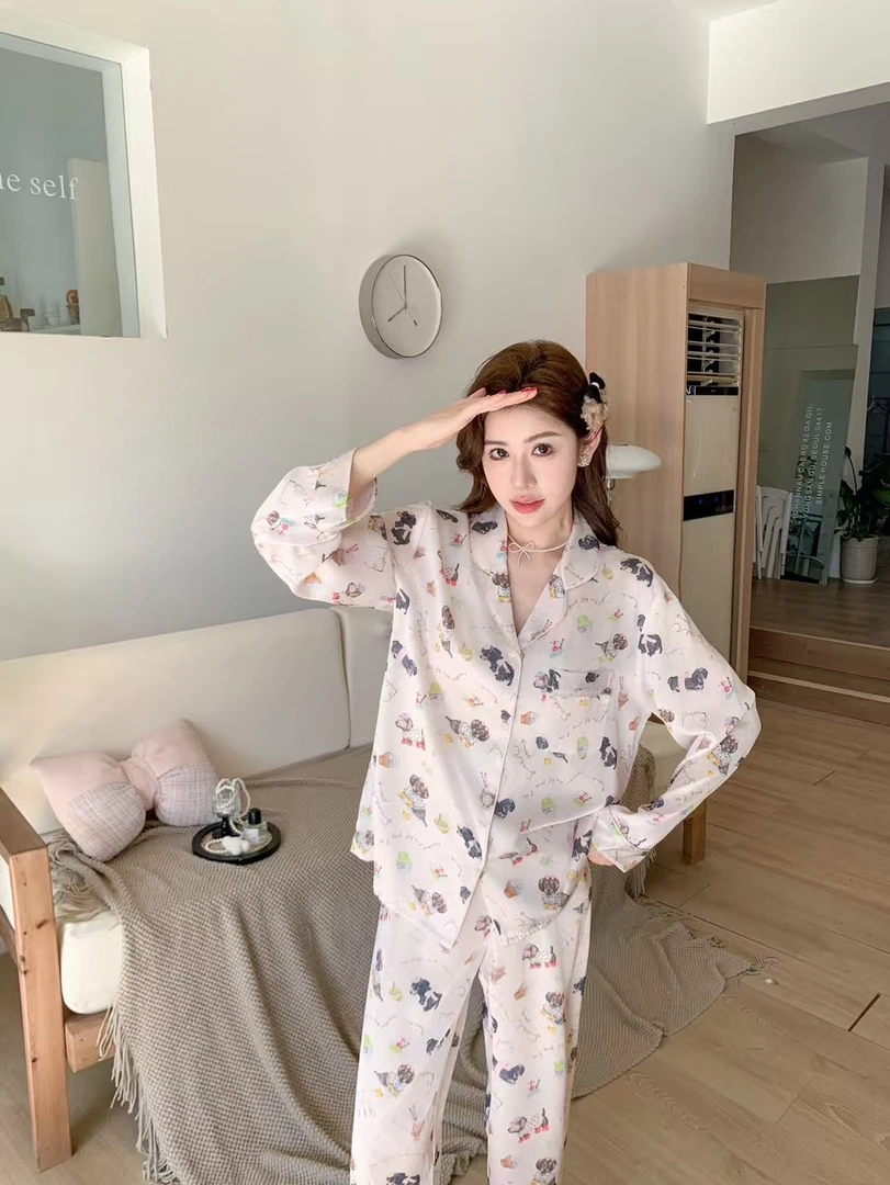 2025早春薄款睡衣【斑点狗】家居服冰丝家居服可外穿睡衣女长袖