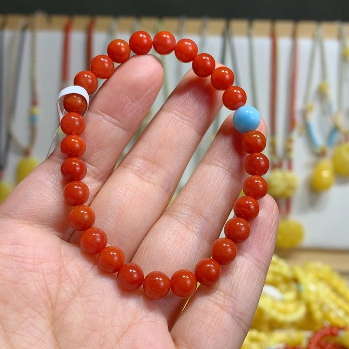 南红玛瑙未镶嵌手链6.5