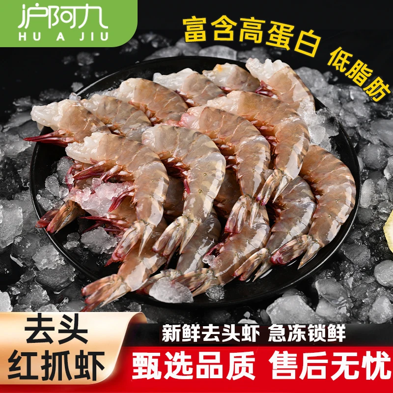 鲜冻【去头红爪虾】2斤 野生海虾 顺丰冷链