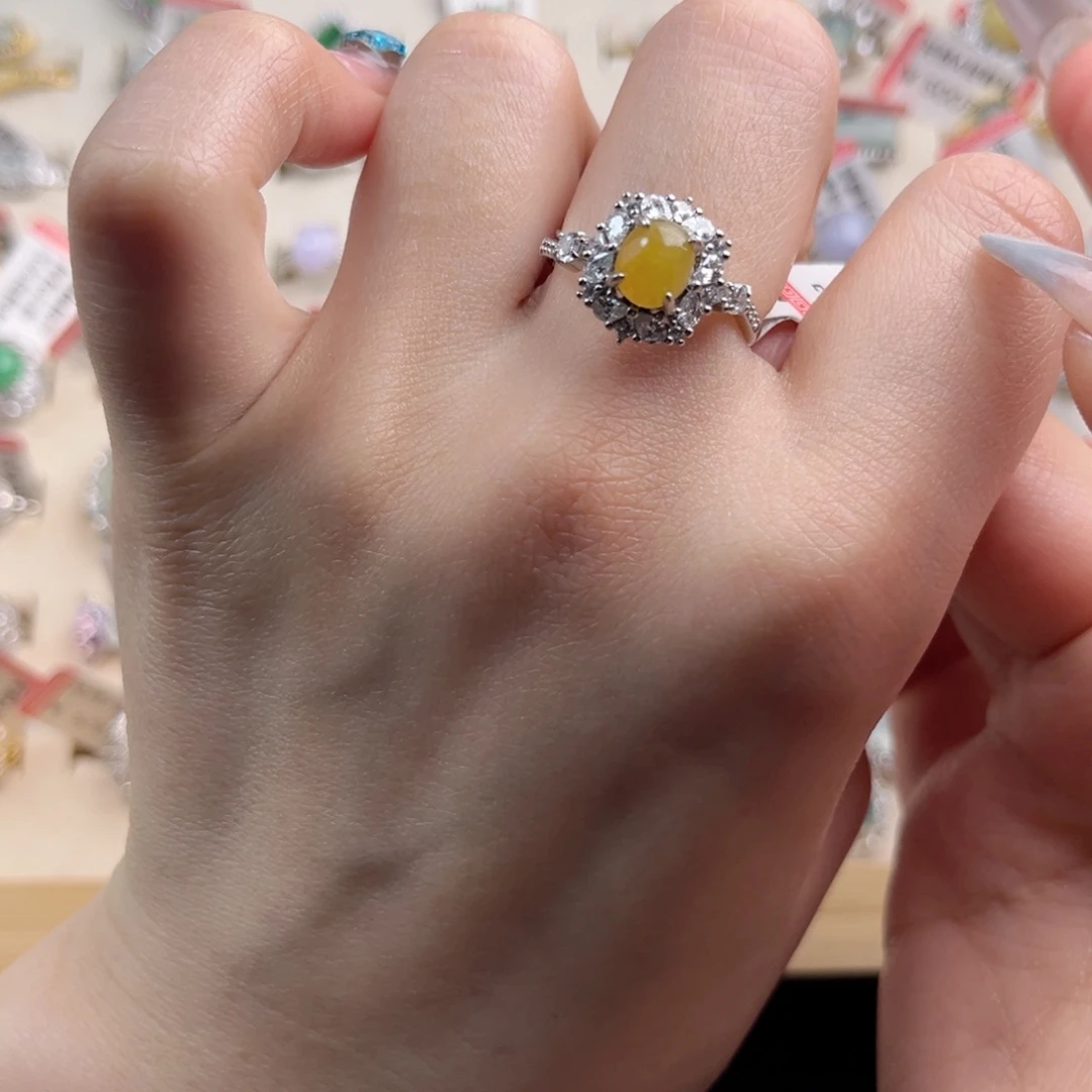 翡翠戒指银S925镶嵌56889