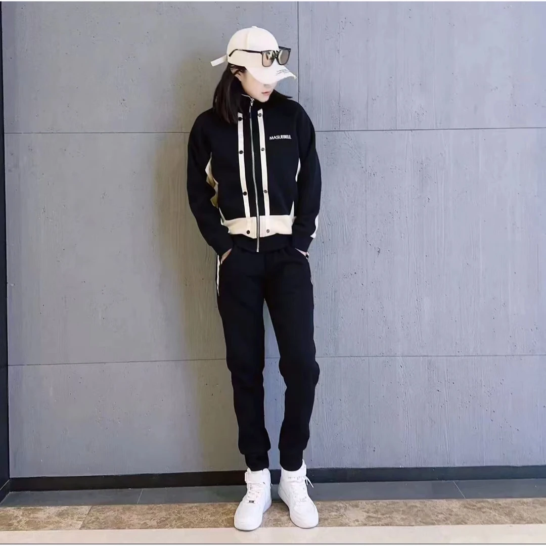 【伊伊男舍】829-春秋季男士休闲轻奢简约时尚潮流重磅修身立领套装