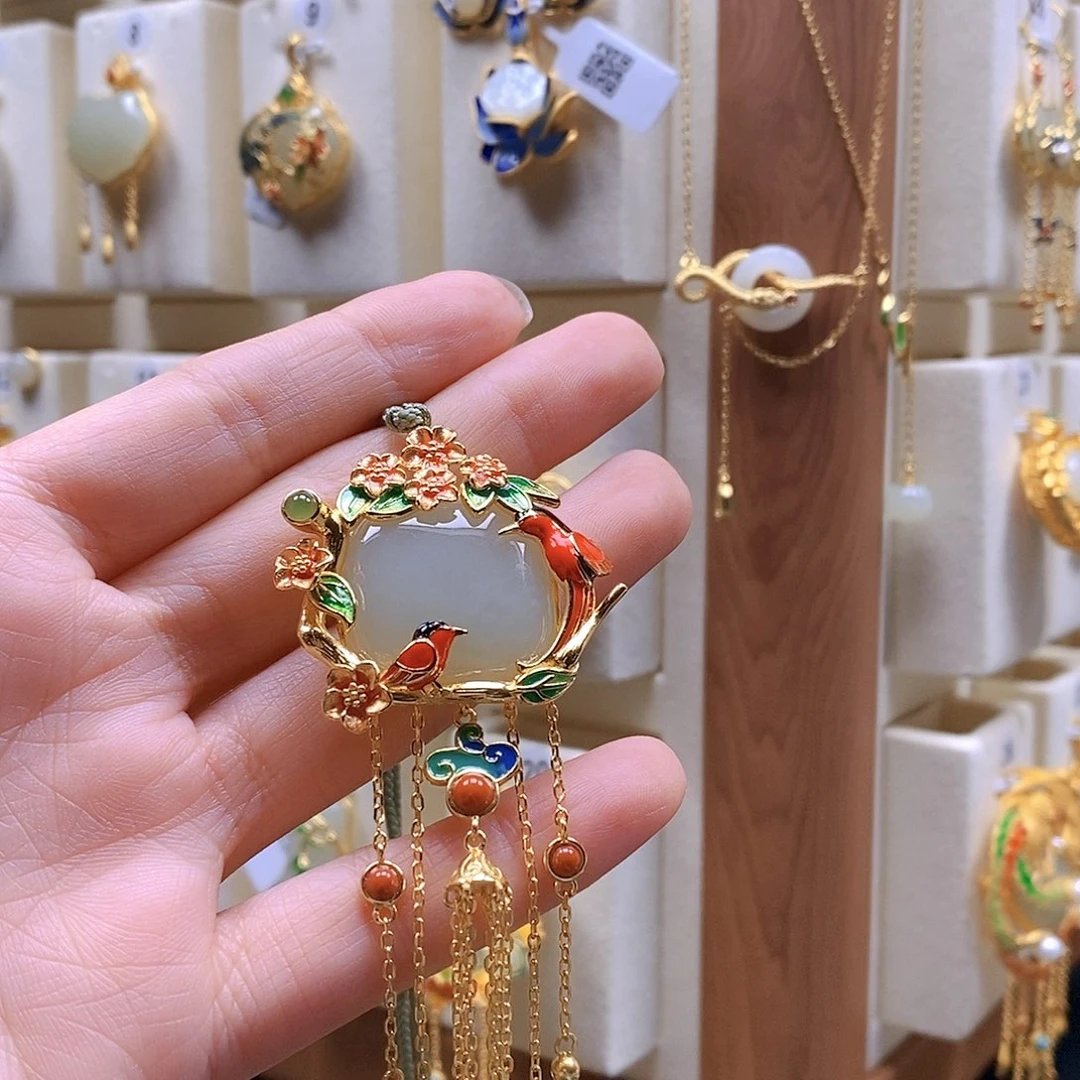 和田玉颈饰银S925镶嵌姽*