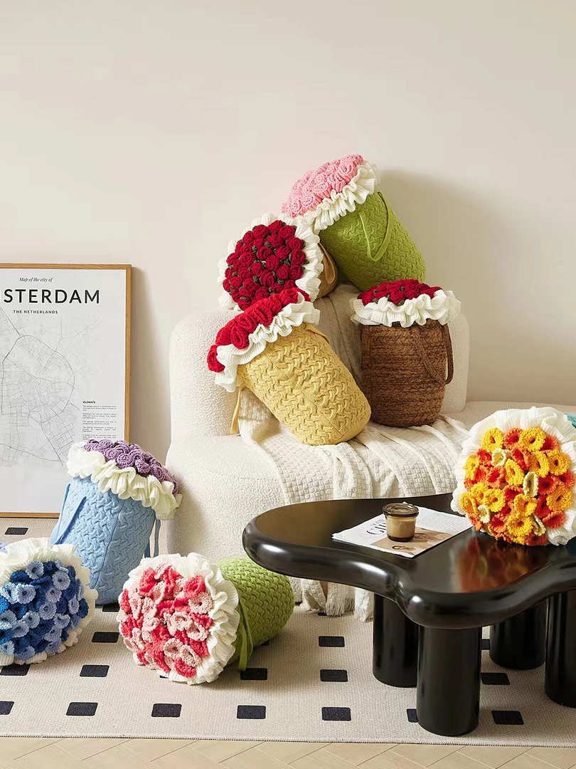 网红玫瑰花束抱枕柔软蓬松多功能卧室沙发靠枕