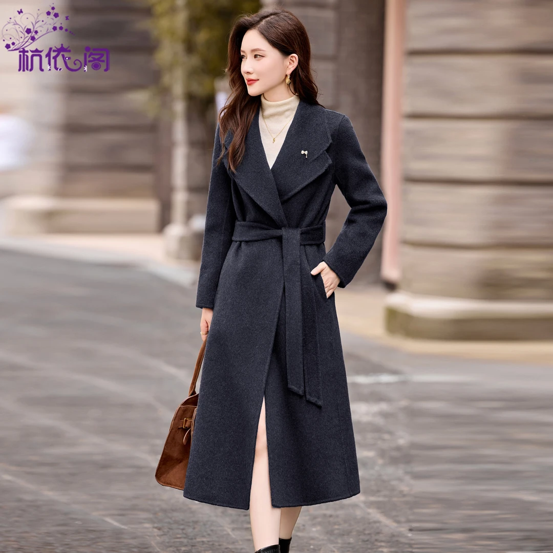 羊毛双面呢大衣女2025新款秋冬高级感气质毛呢外套中长款呢子大衣