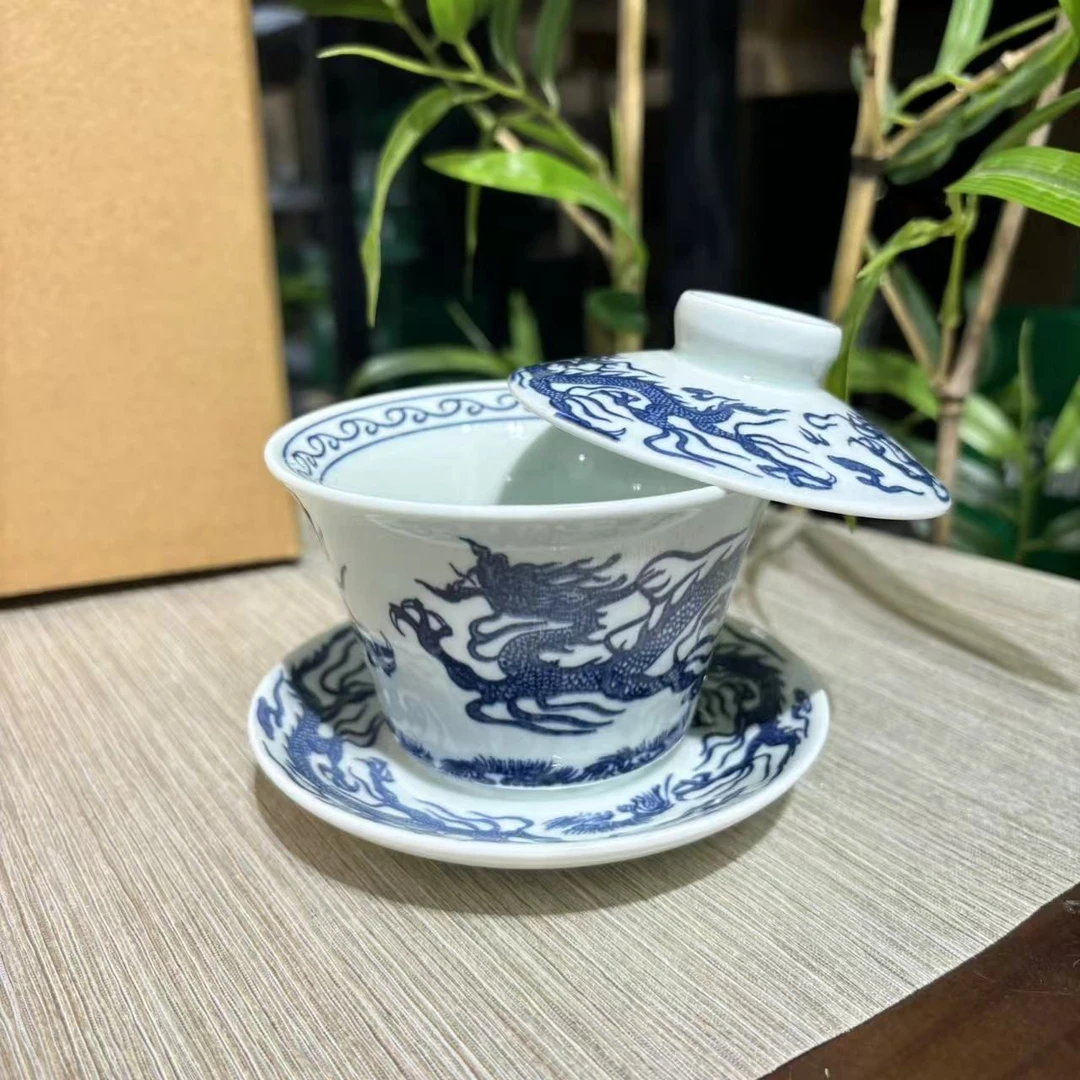 【中国邮政专属链接】白瓷青龙盖碗1549