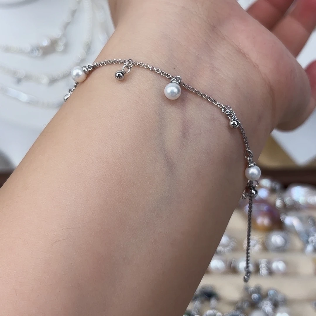 淡水珍珠银S925镶嵌手链