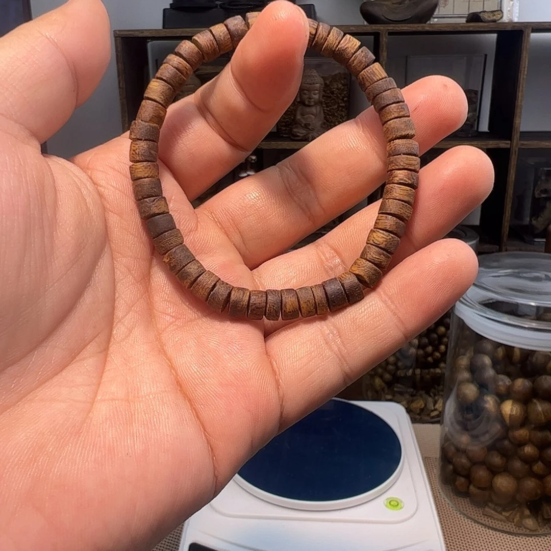 手串沉香7mm厚片珠单圈
