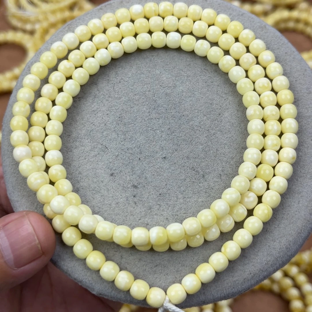 蜜蜡未镶嵌颈饰纯天然俄料白蜡极限弧高桩6*5.5