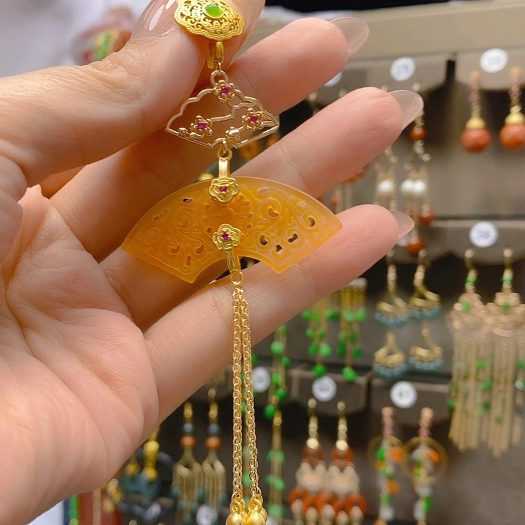 翡翠合金耳饰翡翠