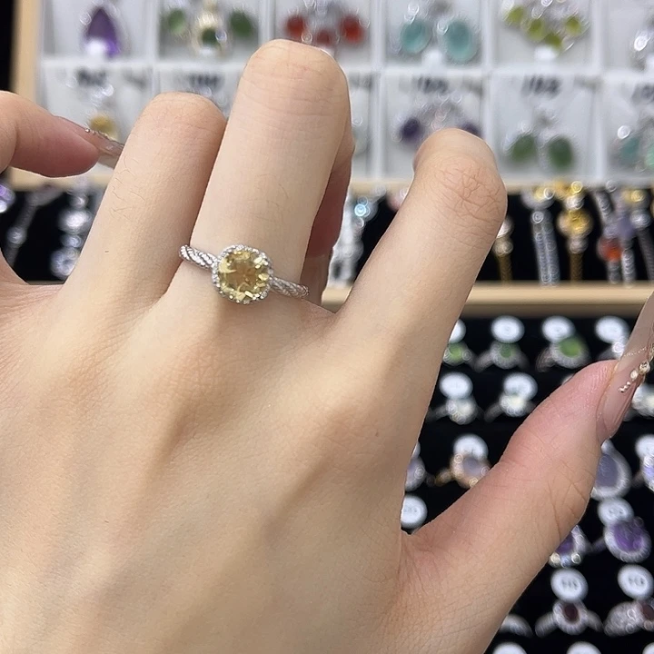 银S925镶嵌戒指黄晶