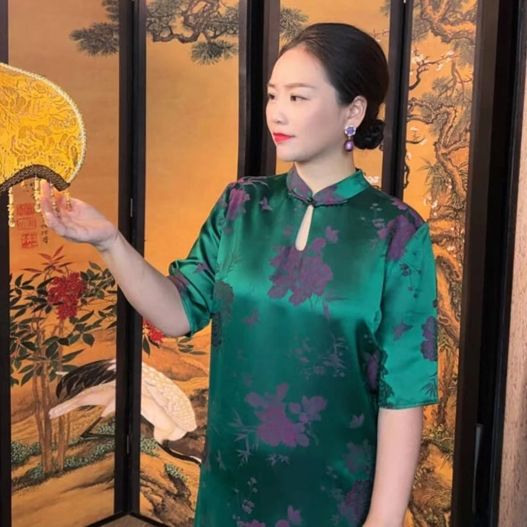 美爱《天山雪莲》真丝提花春夏秋新款中式风宽松大气新中式妈妈装