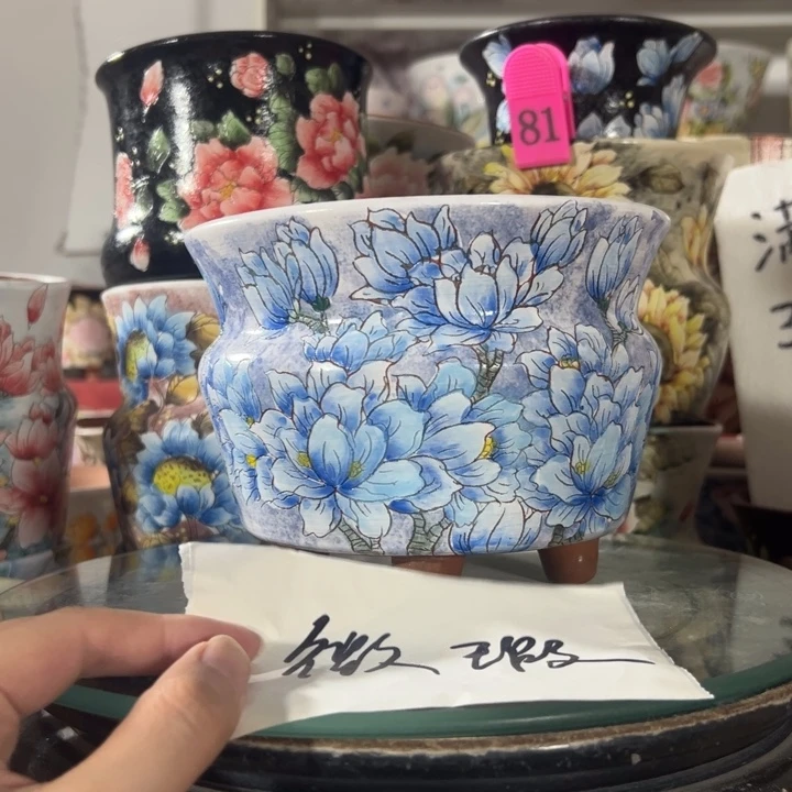 景德镇手绘花盆满38包邮偏远地区除外