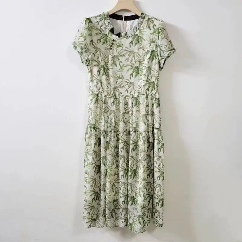 【JX5770两色气质裙】麦多多专属2025时尚百搭洋气夏季中长款连衣裙