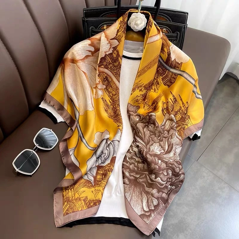 584 [富贵牡丹] 180*90丽景锻丝巾长巾