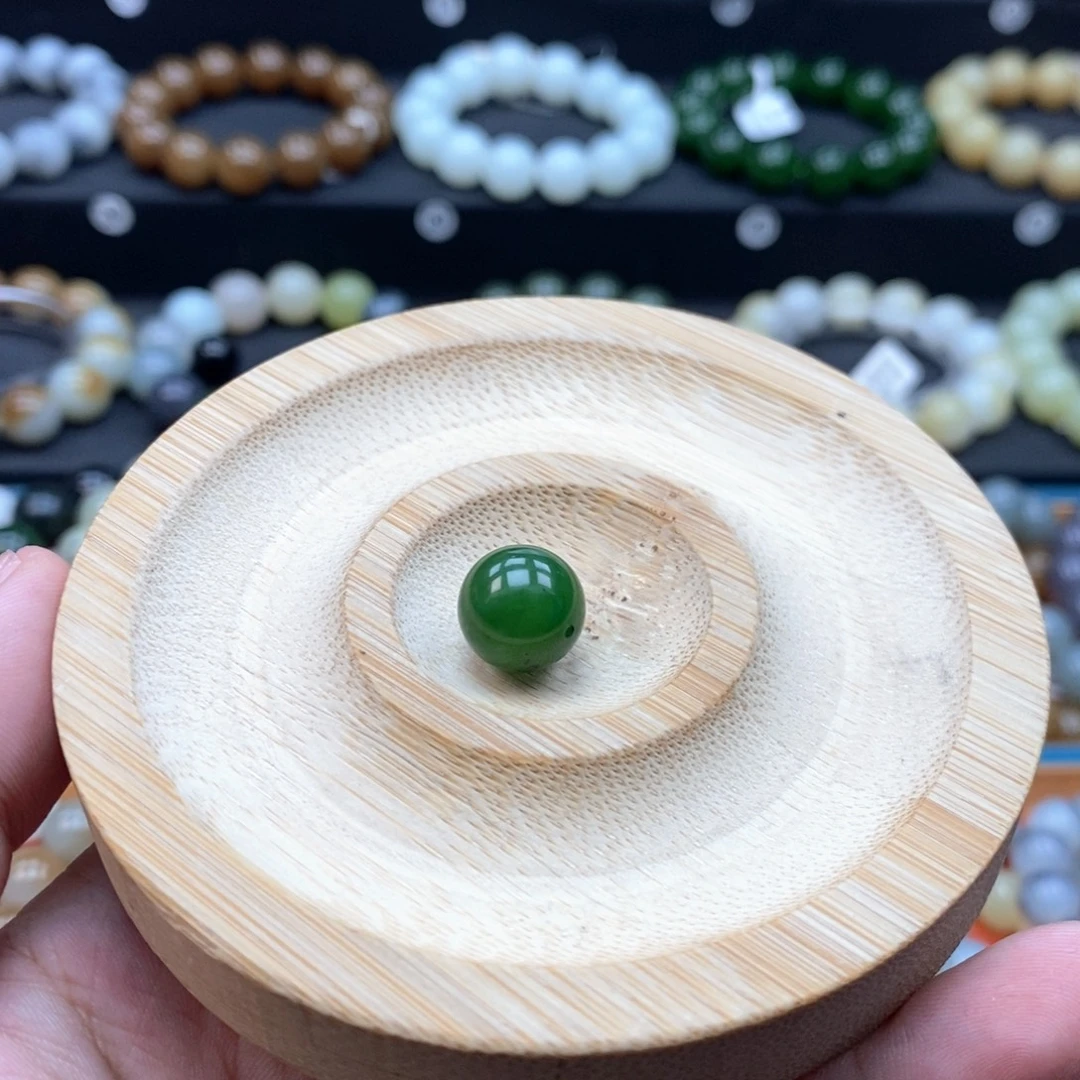 和田玉未镶嵌手串Q卡12碧玉