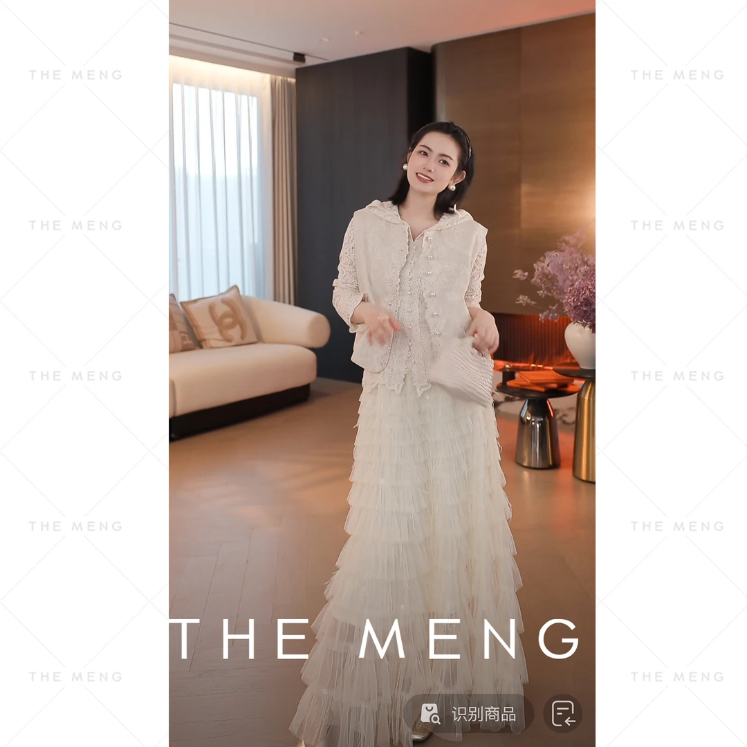 THE MENG【巴厘岛】塔裙空气感网纱艺术设计师优雅半身裙#M251Q0047