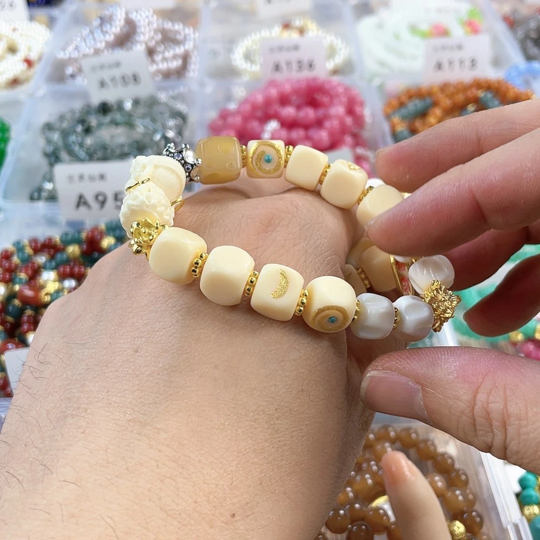 檀香木手串银S925镀金镶嵌