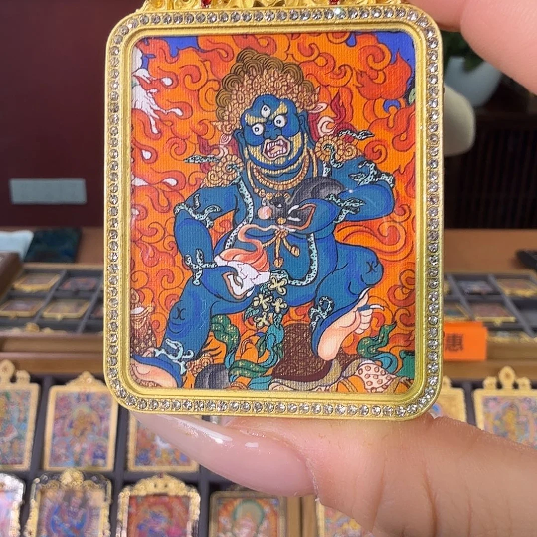 吊坠黑财神手绘唐卡