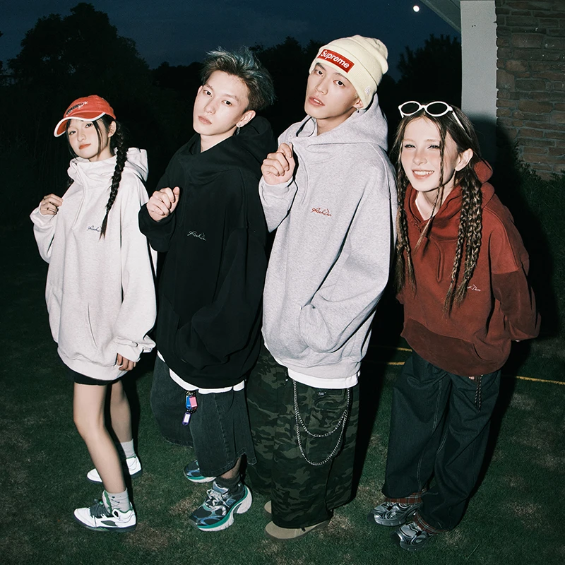 RICHDEER｜街头半拉链连帽卫衣重磅帽衫春秋季水洗潮牌情侣外套