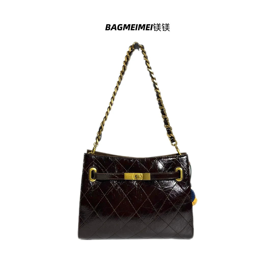 【镁镁皮具限定系列】5939邮差包信封包链条包腋下斜挎包