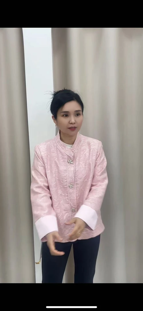 长袖包袖丽丽服装新中式提花短外套针织上衣女装圆领中式唐装