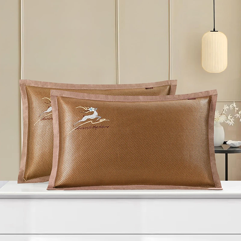 夏季凉席枕套单人冰丝藤枕头芯套学生宿舍家用枕巾2024新款一对装