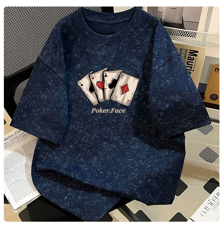 重磅260G纯棉短袖男士蜡染T恤夏季美式复古潮牌痞帅宽松半袖上衣