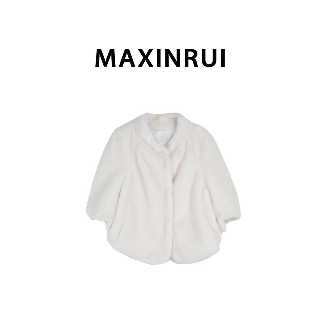 MAXINRUI 无缝感环保貂貂女士外套 显贵珍珠色 R8085