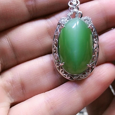 和田玉戒指银S925镶嵌