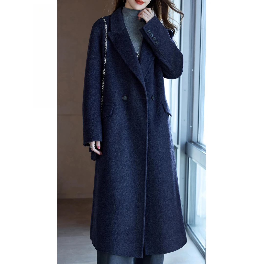 优雅女神范双面含羊绒外套女2025年新款秋冬高端中长呢子大衣