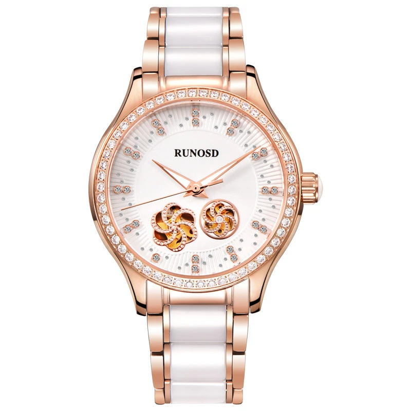RUNOSD R/斯诺威登8199爱神之泪陶瓷手表女士机械表全自动手表