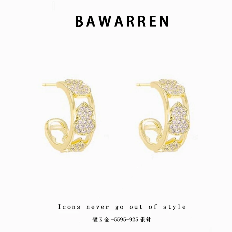 Bawarren 美❤ 5595-葫芦c圈精致耳环简约百搭