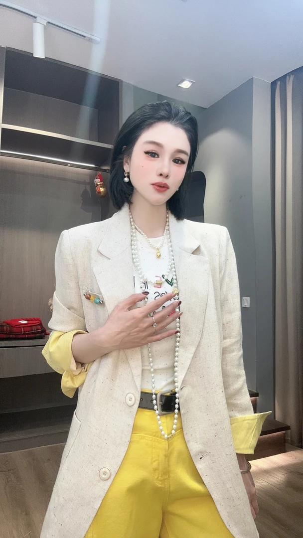 【YUANJIE】欧洲站新款翻领拼接袖口韩版宽松休闲百搭显瘦西服外套