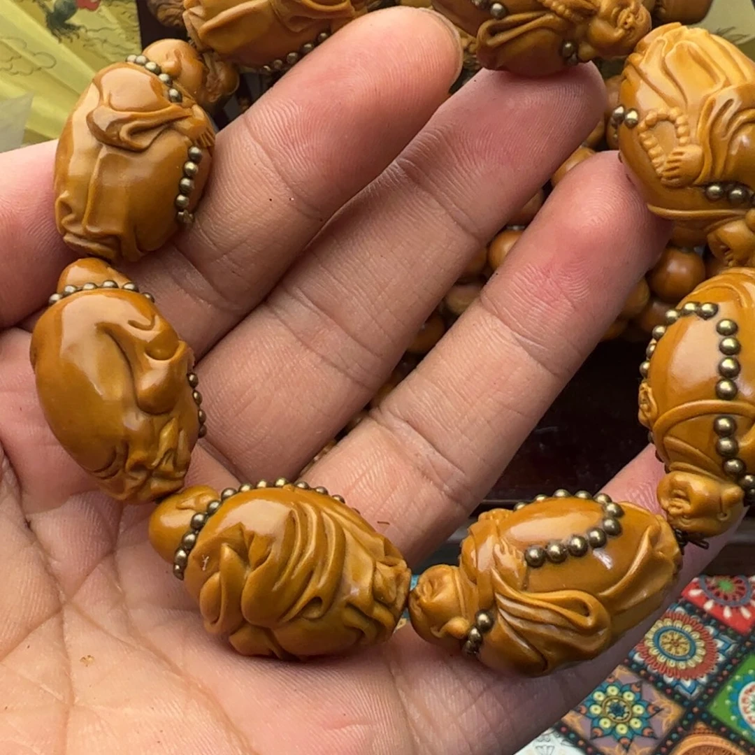 橄榄核手串/手链2.1铁盒镶嵌大肚佛珠米勒