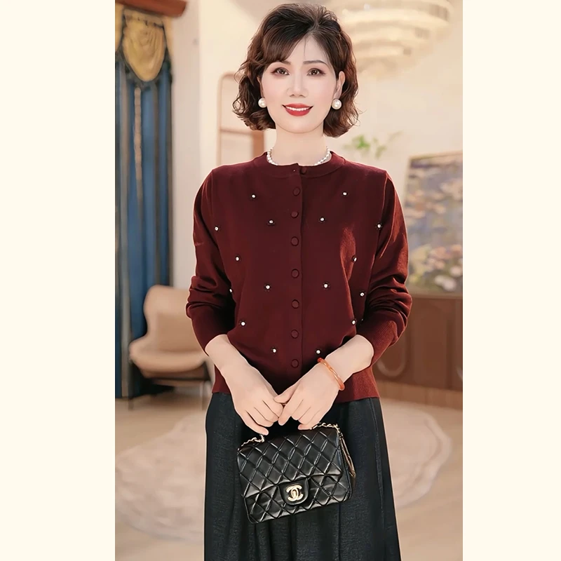 【秋】年轻妈妈秋时尚洋气2025新款洋气中老年针织上衣服