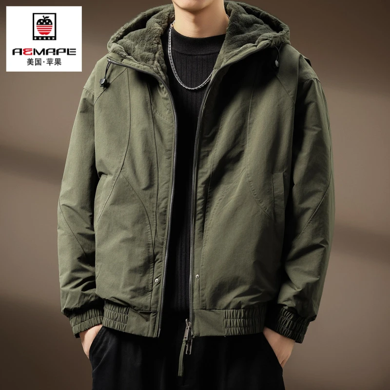 双面穿高端座山雕一体仿貂绒保暖连帽棉服男士秋冬棉衣保暖外套男