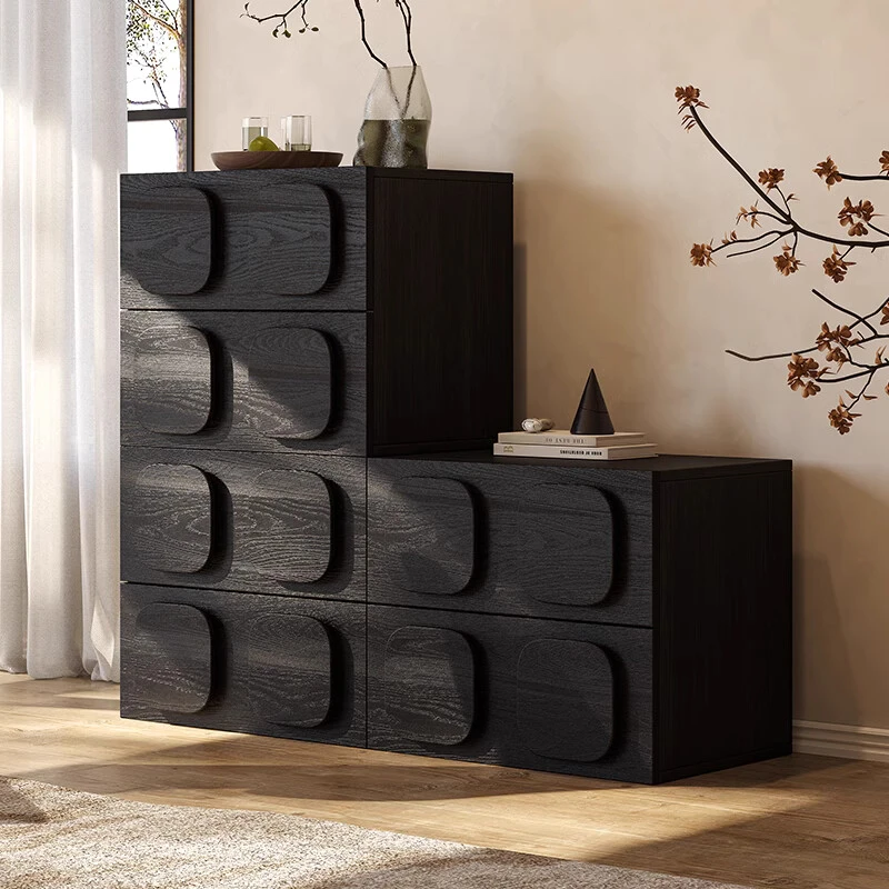 新款巧克力柜中古风卡门柜模块组合柜实木床头柜多功能斗柜电视柜