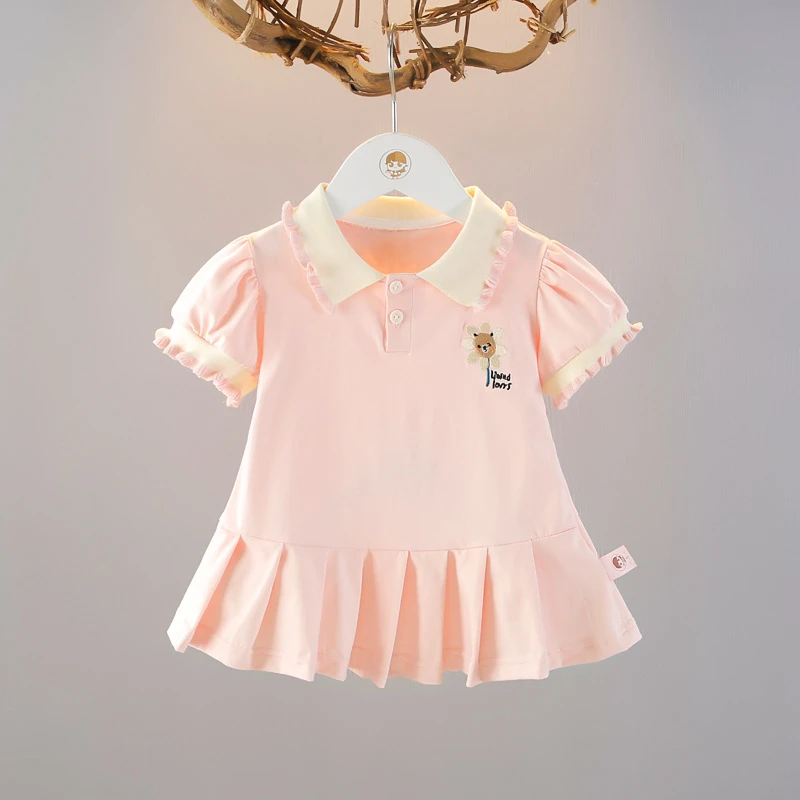 2025新款女童短袖连衣裙夏装儿童polo裙学院风公主裙女宝宝裙子潮