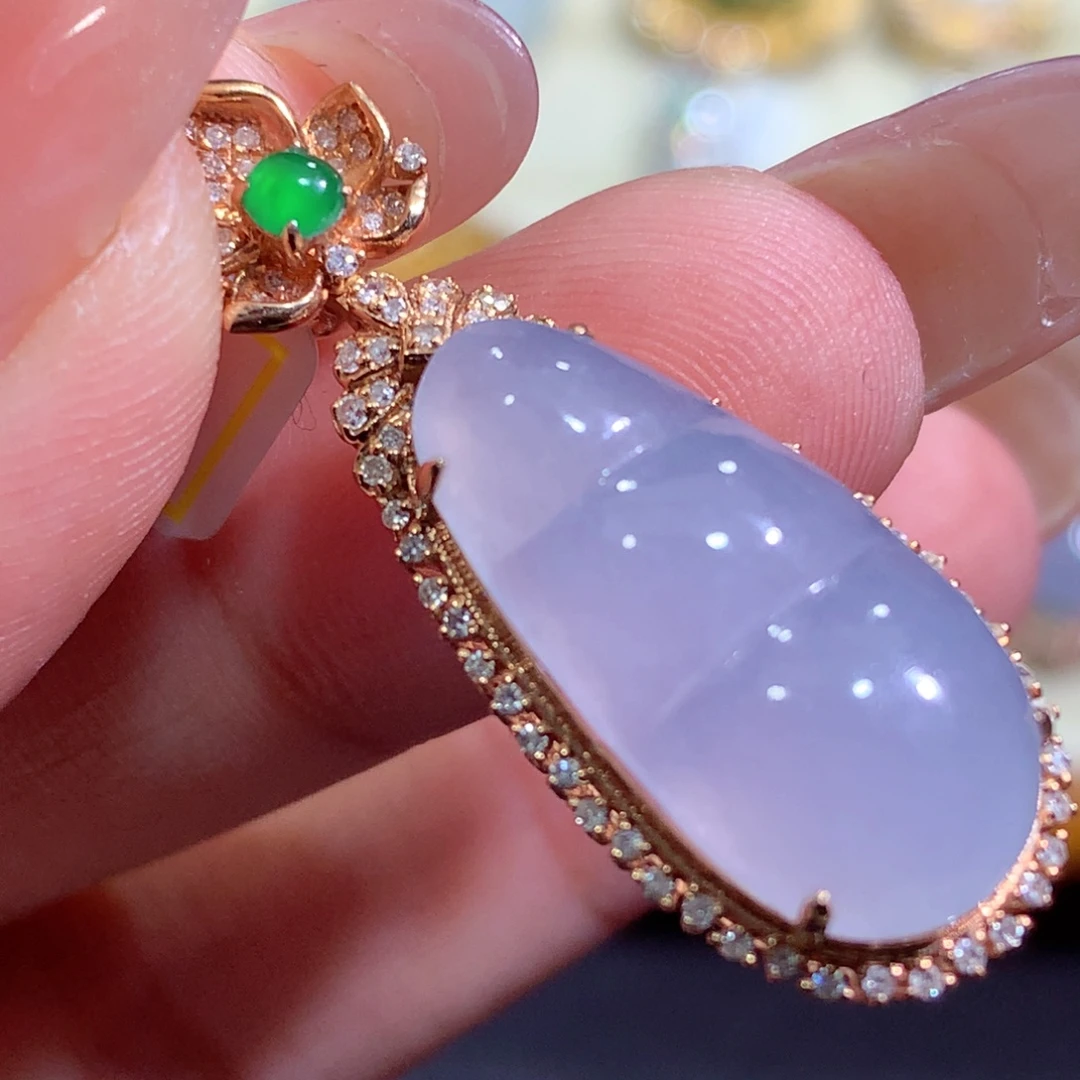 翡翠18K金镶嵌吊坠(不含链)