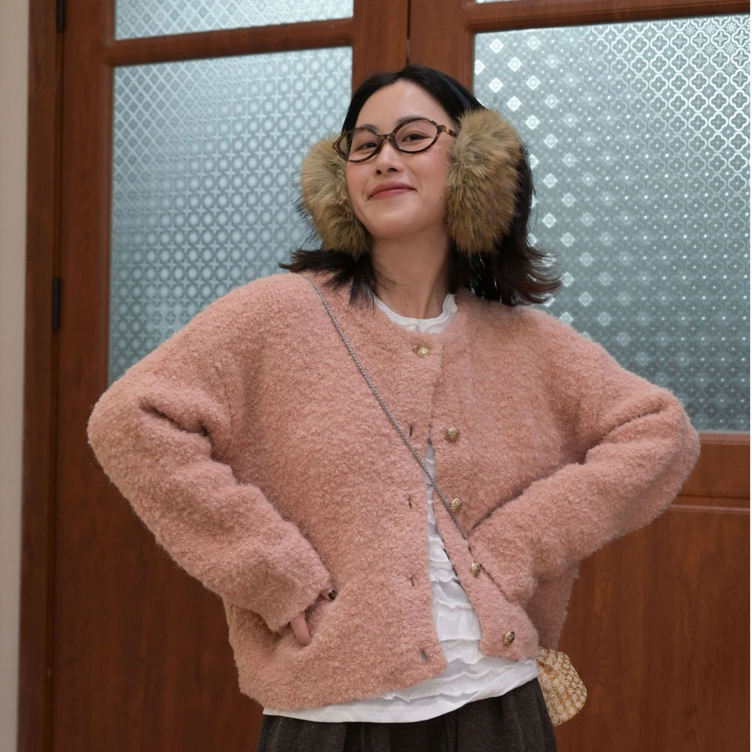 乐子家756-757针织厚款彩点开衫百搭毛衣